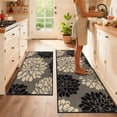 thumbnail image 5 of MeyJey Kitchen Rug 2 PCS Set, 24”x36+24”x59” Non Slip Machine Washable Rug Floral Decor Kitchen Floor Mats for in Front of Sink, Black, 5 of 9