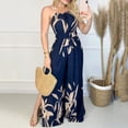 thumbnail image 2 of Aayomet Dressy Jumpsuits For Women Women Summer Romper V Neck Sleeveless Split Halter Backless Jumpsuit Slim Fit Wide Elegant,Dark Blue XL, 2 of 5