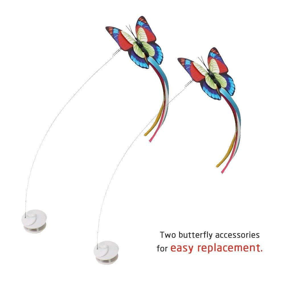 Zenes Funny Cat Toy Butterfly Cat Teaser Toy with Two Replacement Electric Flutter Rotating Butterfly 