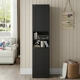 thumbnail image 3 of Narrow Tall Bathroom Cabinet with 2 Doors, 67" Freestanding Floor Cabinet, Slim Storage Unit with Adjustable Shelves for Bathroom, Living Room, Entryway, Kitchen, Black, 3 of 10