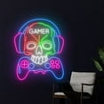 thumbnail image 2 of Handmadetneonsign Skull Gamer Neon Sign, Skeletotn Playing Game Wall Art Decor, Gaming Room Wall Decor, 2 of 5