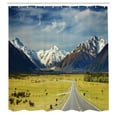 thumbnail image 3 of Ambesonne Scenery Shower Curtain, Snowy Mountains Alps, 69"Wx84"L, Navy Blue White Olive, 3 of 5