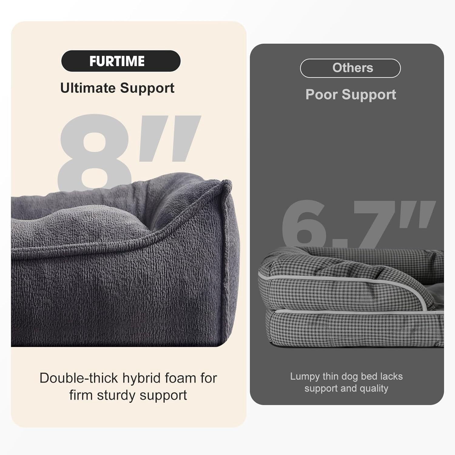 Orthopedic Dog Bed Medium Size Dog, Extra Thick Supportive Comfort Pet Sofa, Ergonomic Slant Dog Couch Bed with Removable Washable Cover, Ultra Soft Surface & Non-Slip Bottom, Grey, 35"