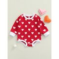 thumbnail image 2 of Qiylii Baby Girls Valentine's Day Romper, Heart Printing Long Sleeve Round Collar Jumpsuit, 2 of 9