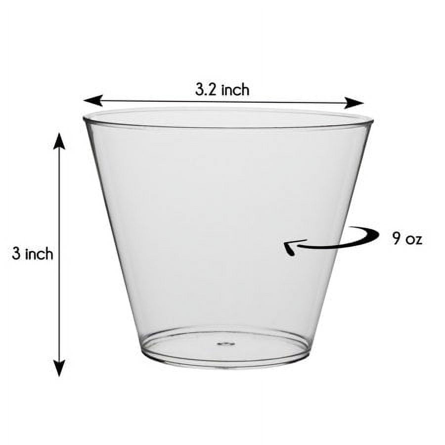 Exquisite 200-Pack 9 oz Clear Plastic Tumblers - Disposable Wine Glasses for Parties, Cocktail Events, and Weddings