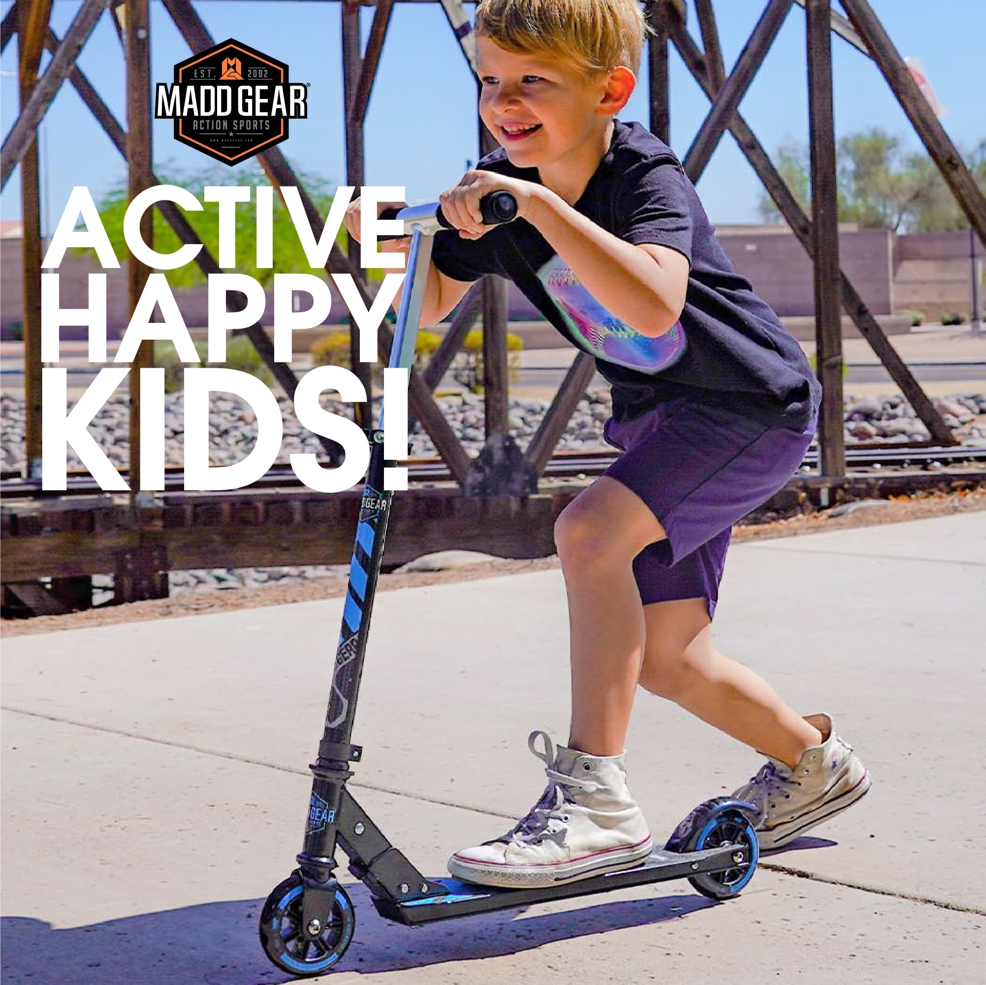 Madd Gear Carve 100 Folding Kids Inline Kick Scooter - Lightweight Height Adjustable 3 Yrs + Fully Assembled & Ready-to-Ride