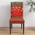 thumbnail image 4 of Chair Covers for Dining Room Set of 6,Christmas Trees Xmas Balls Snowflakes on Red Stretch Seat Protector Removable Washable Chairs Slipcovers for Kitchen Banquet Wedding Hotel,Winter Pine Leaf, 4 of 6
