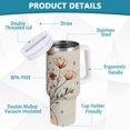 thumbnail image 2 of Yayeee 30oz Double-Wall Insulated Stainless Steel Tumbler with Handle Bottle, Red Flower, 2 of 8