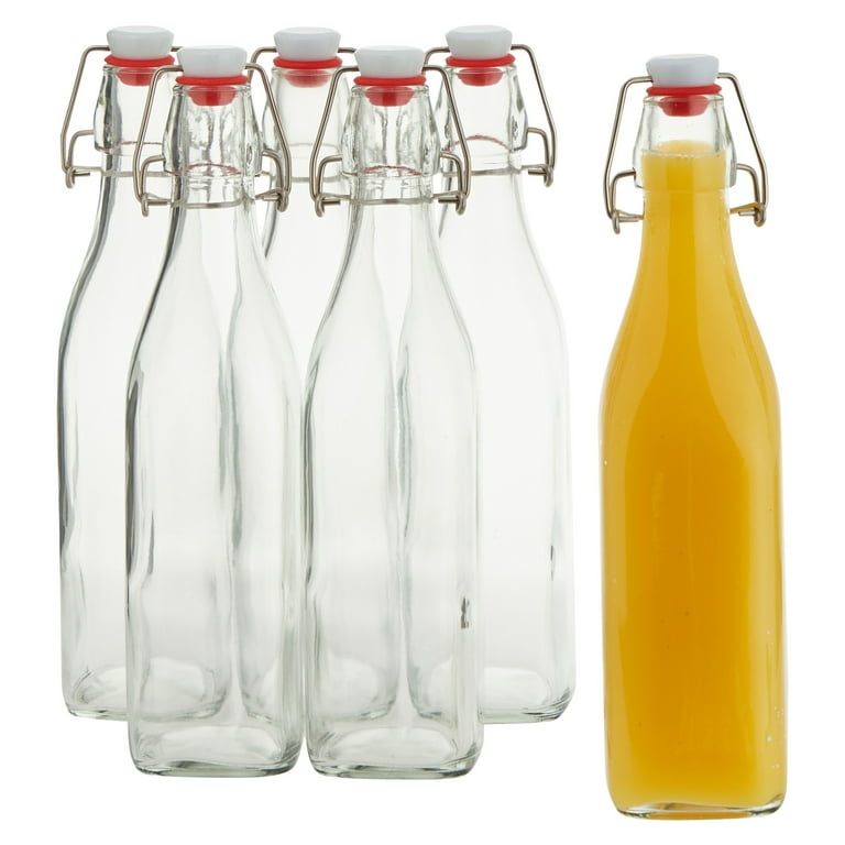 Choice 1 Qt. Pour Bottle Set with Assorted Flip Tops and Caps - 6/Pack