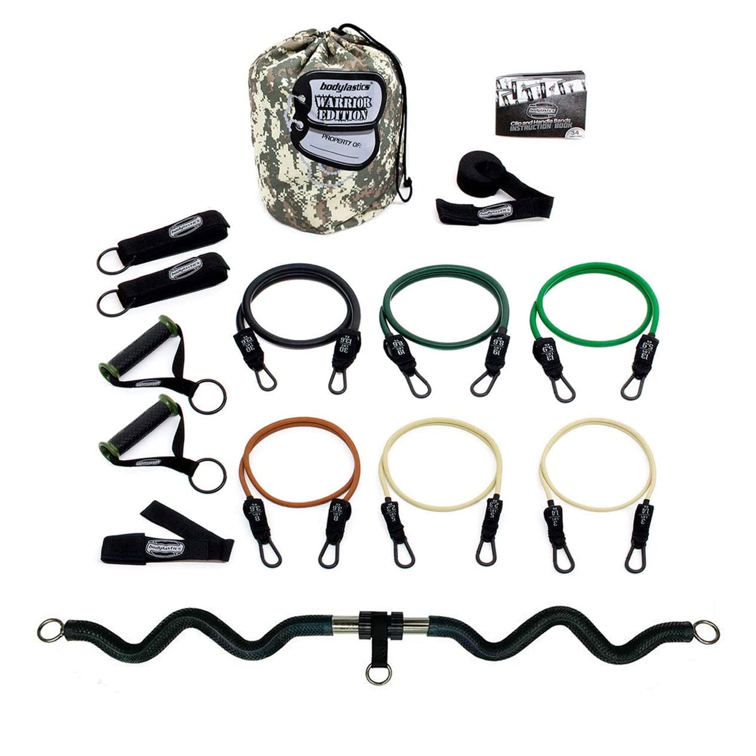 Bodylastics Gepatenteerde Basic Series 5 Resistance Bands Set - Camo Kleuren Bodylastics Gepatenteerde Basic Series 5 Resistance Bands Set - Camo Kleuren