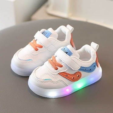 HUITKMM Baby Shoes for Girls and Boys Ages 1 6 White Light Up Sneakers Soft Sole Casual Shoes for Walking and Trendy Style