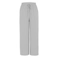 thumbnail image 4 of JJHGVB Linen Pants Women Wide Leg Pants Woman Linen Pants Drawstring Elastic Waist Pants High Waisted Pants Casual Beach Pants Drawstring Pants Women Womens Casual Pants Gray M, 4 of 7