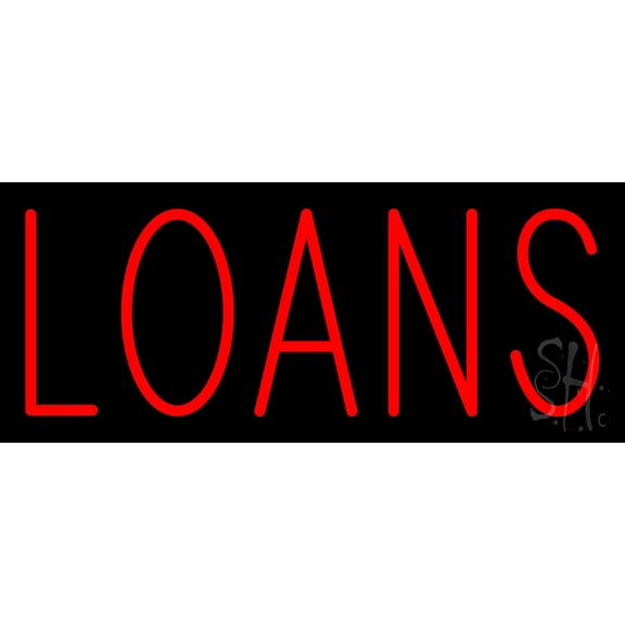 Red Loans LED Neon Sign 10 x 24 - inches, Black Square Cut Acrylic Backing, with Dimmer - Bright and Premium built indoor LED Neon Sign for Defence Force.