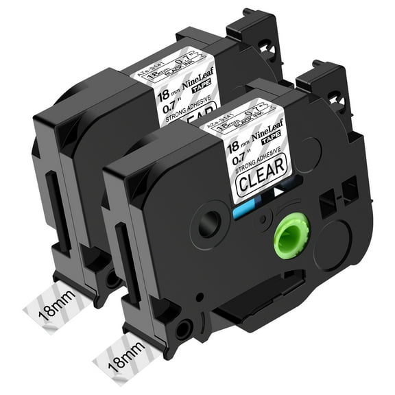 NineLeaf 2 Pack Compatible for Brother P-Touch Black on Clear TZe TZ Label Maker Tape TZe-S141 TZ-S141 18mm 0.7 in Extra Strength Laminated Label Tape
