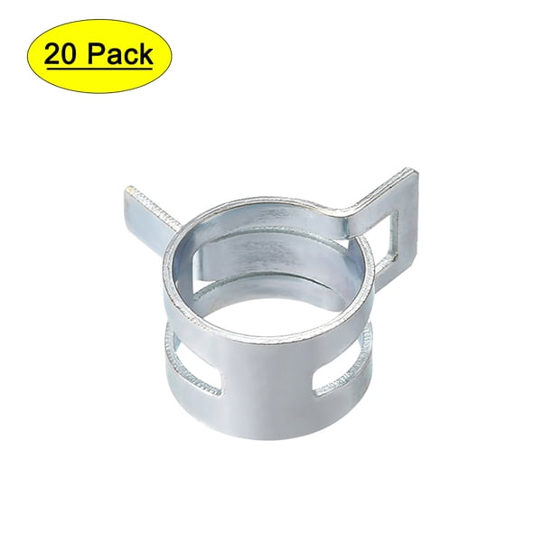 Uxcell Abrazadera de resorte de banda de acero tono plateado de 17mm para manguera de línea de combustible de silicona, paquete de 20