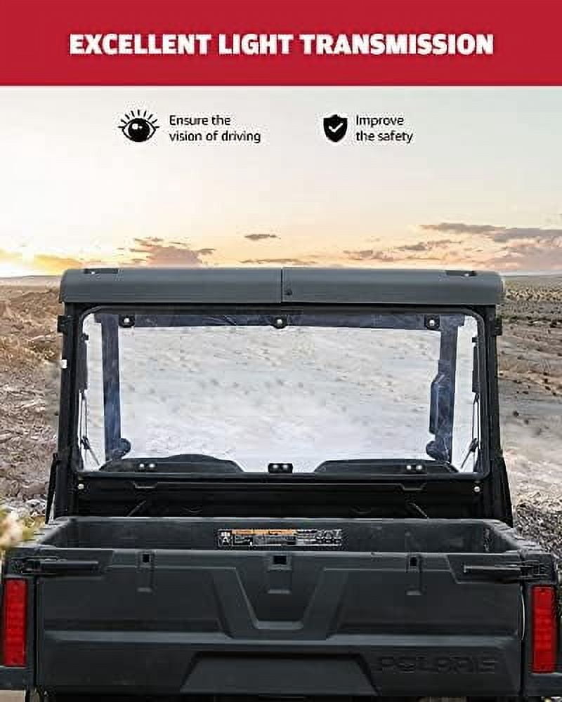 A & UTV PRO Rear Windshield for 2015-2023 Polaris Ranger Midsize 570 500 Crew / 2022-2023 SP 570 Accessories Back Window