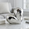 thumbnail image 4 of Decorative Ceramic Heart Sculpture for Home Decor - Ornament for Bathroom, Office, and Living Room Decor - Modern Figurine Accent for Bedroom, Shelf Display, and Coffee Table - 8", Silver & Metallic, 4 of 13