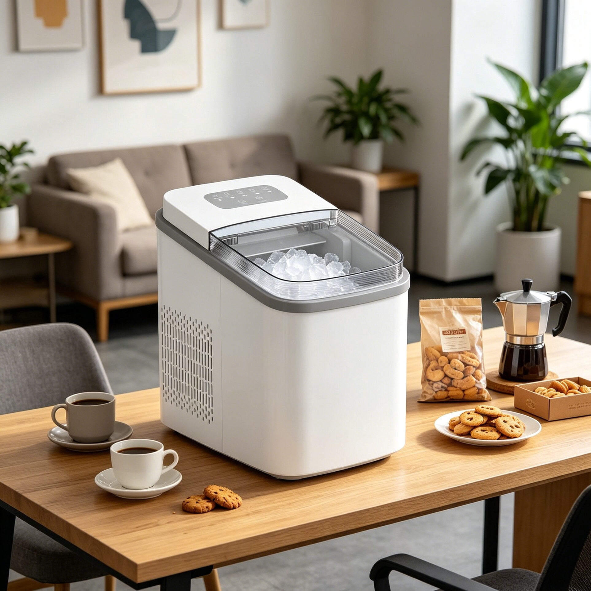 HIFOOD Fast Ice Maker Machine, Portable Countertop Ice Cube Maker with Control Panel for Home & Kitchen