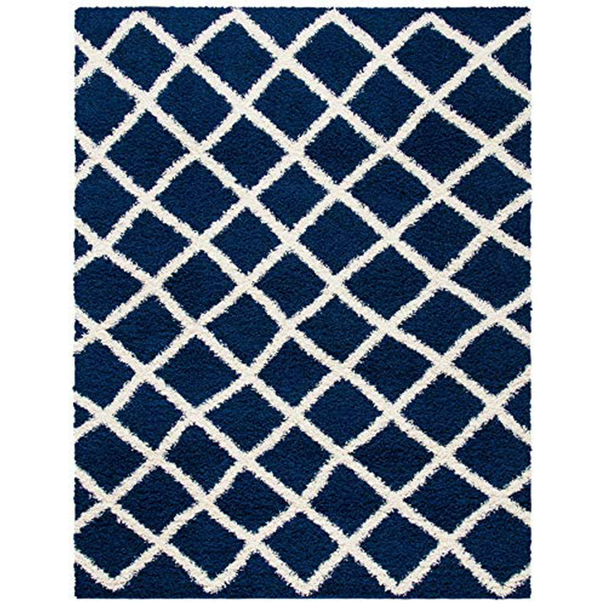 SAFAVIEH Dallas Shag Collection SGD258N Trellis Non-Shedding Living Room  Bedroom Dining Room Entryway Plush 1.5-inch Thick Area Rug, 4' x 6', Navy /  Ivory | Walmart Canada