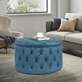 thumbnail image 7 of Homebeez Round Storage Ottoman Button Tufted Footrest Stool Coffee Table Children Sofa Stool,Blue, 7 of 7
