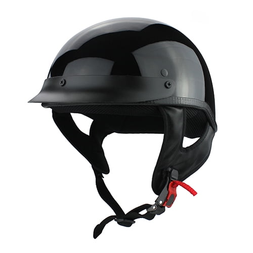 Gloss Black Motorcycle Skid Lid Helmet with Visor DOT ...