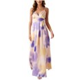 thumbnail image 7 of THDHVS Maxi Dresses for Women 2025,Women's Casual Dresses,Beach Sundress Spaghetti Strap Tiered Summer Wedding Guest Long Dress Purple M, 7 of 7