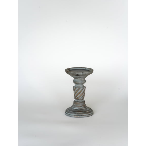 Traditional Antique Dusk Handmade Mango Wood Set Of One 6" Pillar Candle Holder for use, Living Room, Dinning Room, Study Room, Spa, Restaurants, Place Of Worship, etc