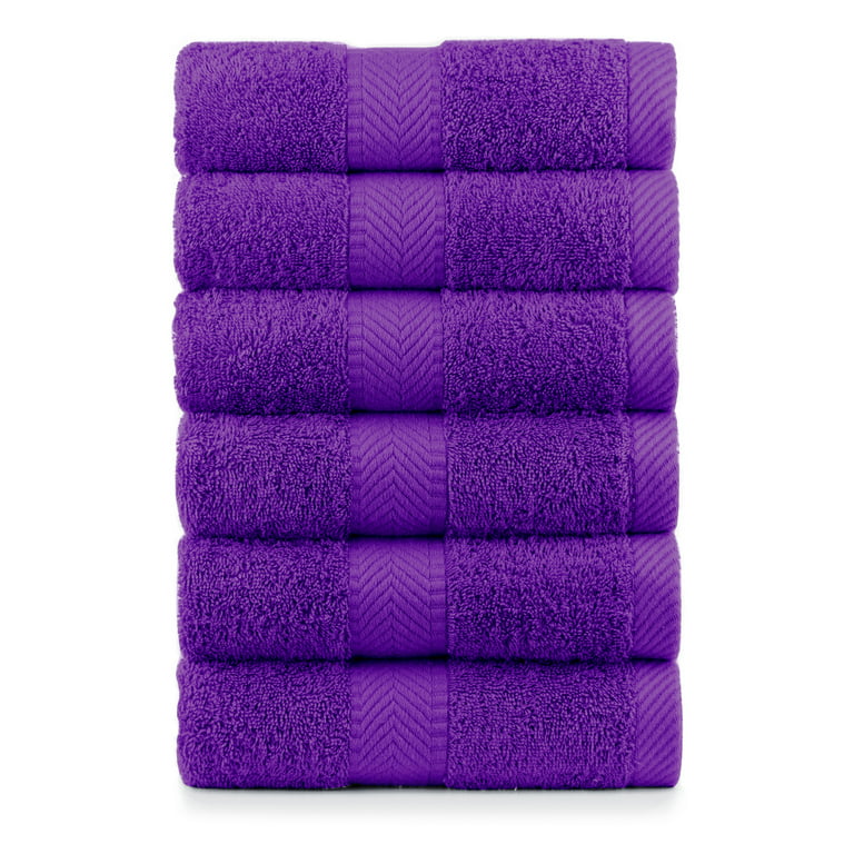 Premium Cotton Hand Towels Plush Touch Quick Dry Hand And Kitchen Eco  Friendly Towel 100% Cotton Loop Terry, Purple, Set of 6
