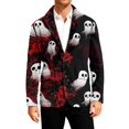 thumbnail image 4 of Delconic Mens Corduroy Blazer Halloween Print Sport Coat Casual Business Jacket Two Button Notch Lapel Tailored Fit Party Outerwear Red S, 4 of 7