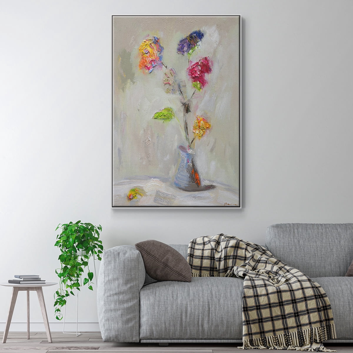 Neoplitan Floral Framed Premium Gallery Wrapped Canvas - Ready to Hang