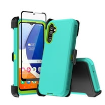 TASHHAR Samsung Galaxy A35 5G Case with Belt Clip Holster and Screen Protector Military Grade Protection 3 in 1 Shockproof Armor Rugged Durable Detachable for Galaxy A35 5G Phone - Green Yellow