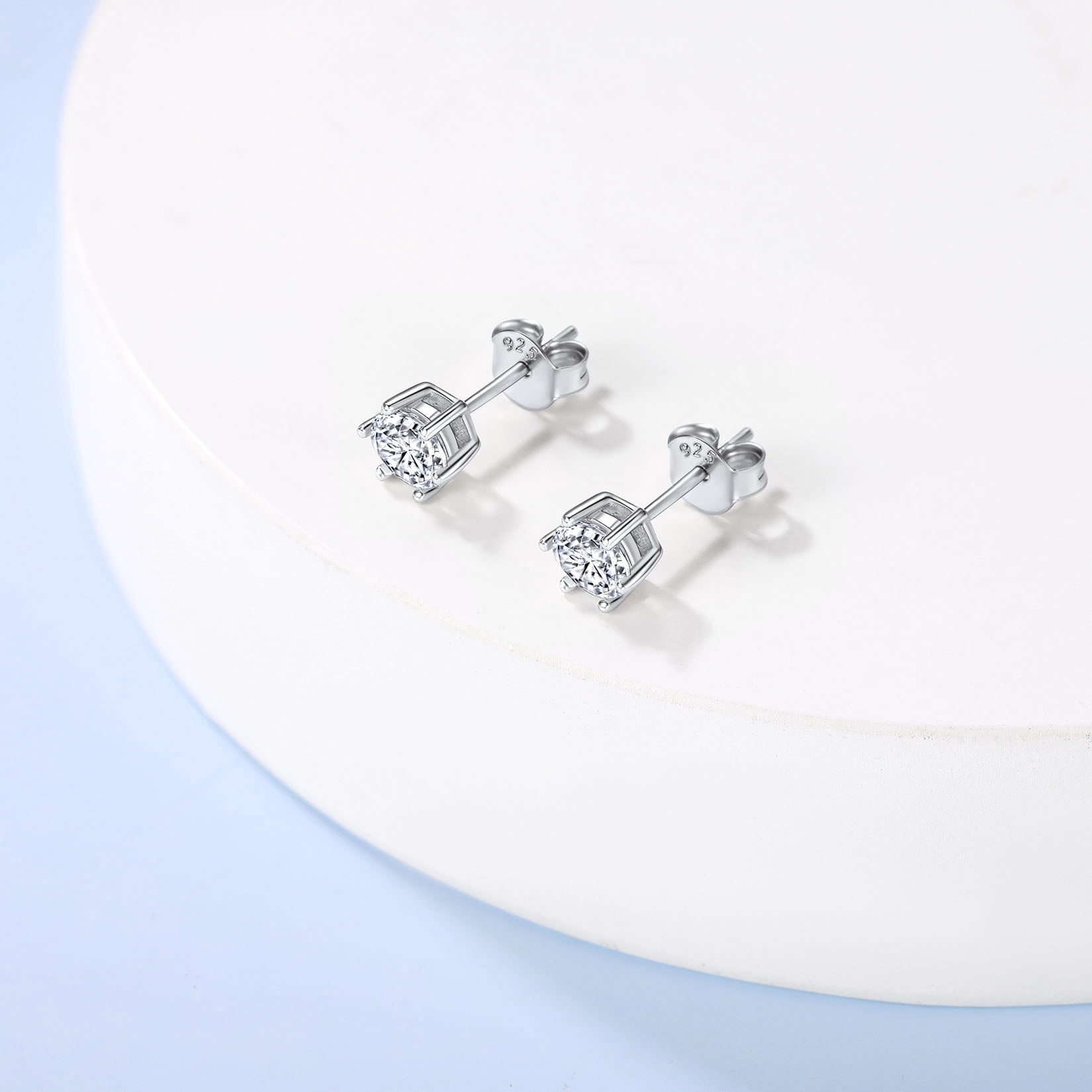 Suplight 925 Sterling Silver/Rose Gold Plated Simulated Diamond Black Cubic Zirconia Stud Earrings for Women Men