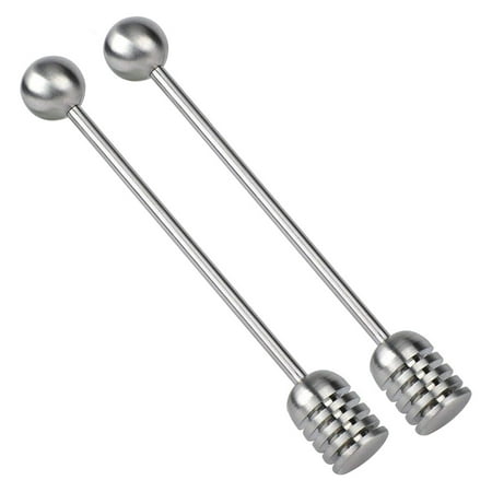 

Homemaxs 2pcs Stainless Steel Honey Spoon Syrup Dippers Stick Stirrer with Round Bead for Honey Pot Jar Container
