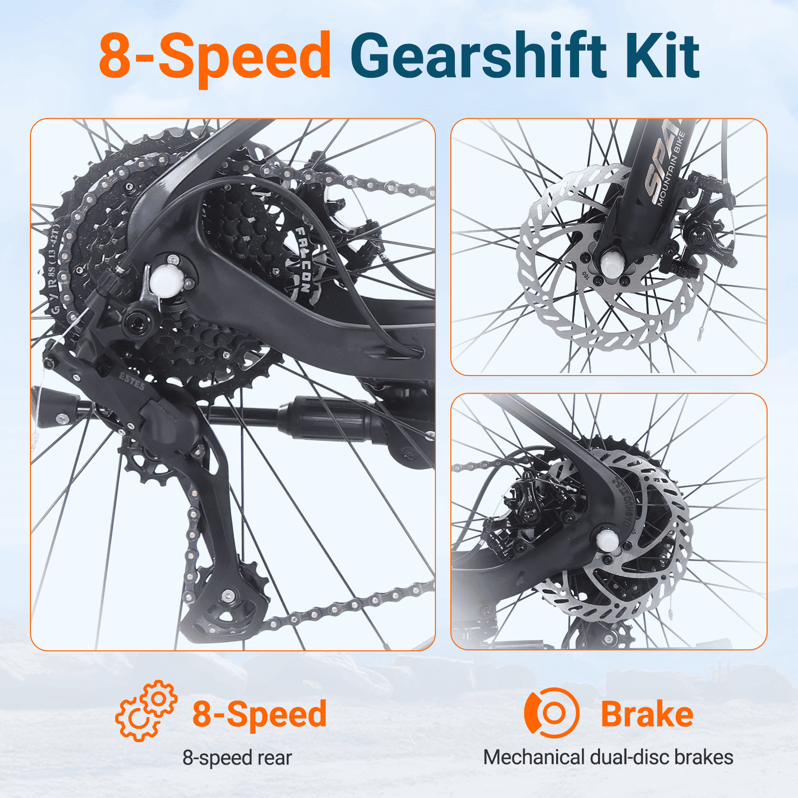 SPATIAL Adult Mountain Bike, 27.5" Wheel Bike for Man Women, 8 Speeds Gear,Magensium Frame Mountain Bicycle