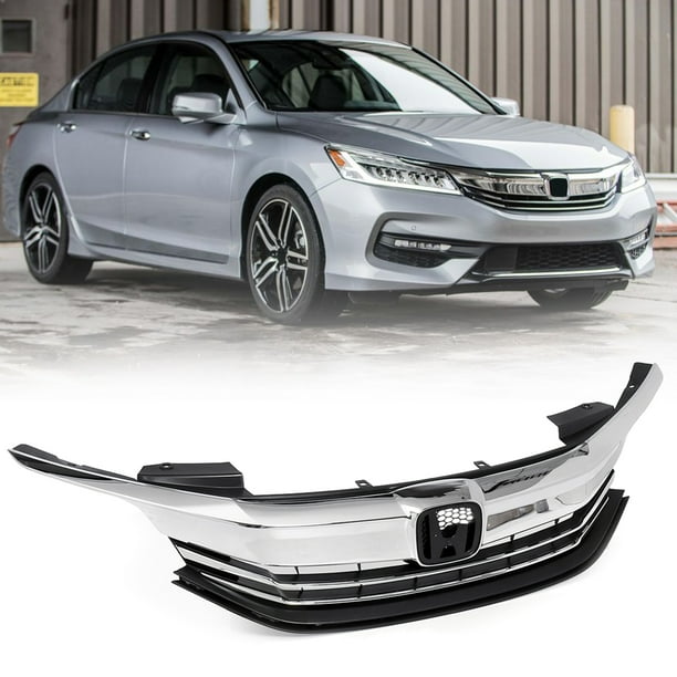 Front Bumper Grille For 20162017 9th Gen Honda Accord Sedan Chrome Black Style