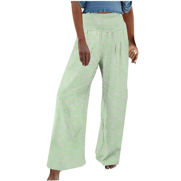 Wyobmus Women's Comfy Pajama Pants Comfy Stretch Loose Elastic Waist Pants Print Running Workout Lounge Pants With Pockets Green