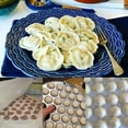 thumbnail image 2 of PinesC Ravioli Maker Dumplings Mold Rolling Pin Stainless Steel Metal Mold Set forPress Handmade DumplingPress, 37 Holes Russian Ravioli Maker, 2 of 5