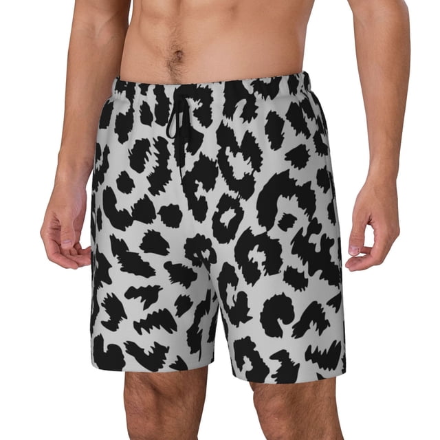 Balery Similar To Leopard Print Bañador para hombre, shorts de playa de secado rápido con entrepierna y forro de compresión-Medium