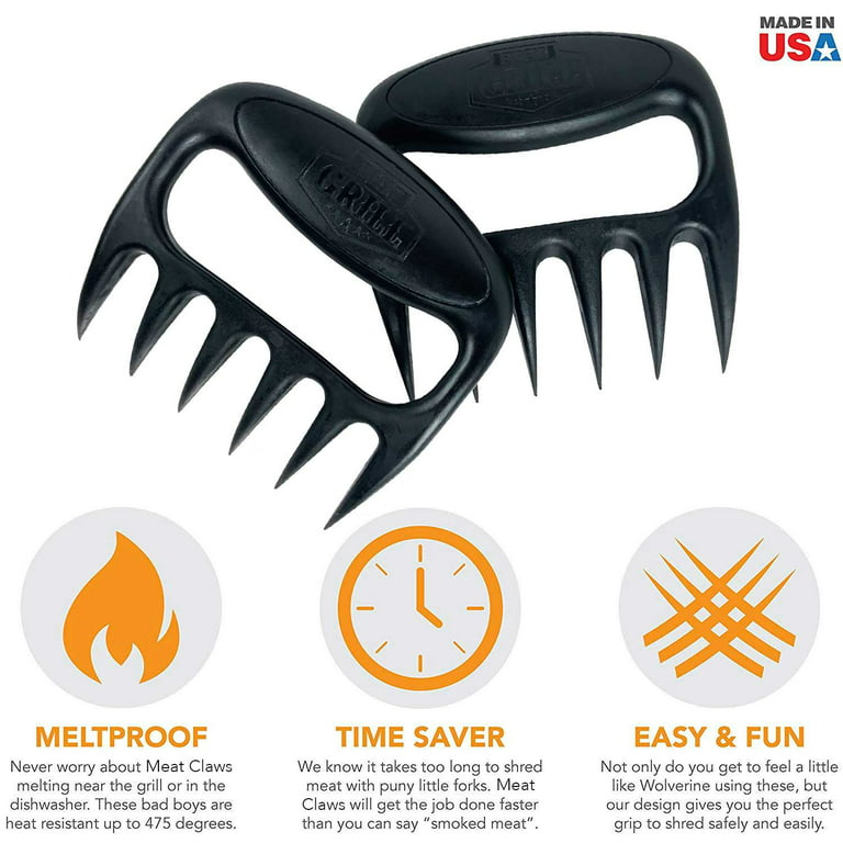 GrilLight GrillClaw Meat Shredder Bear Claws - Comfy Ergonomic Grip |  Strong Enough to Lift 50 Lbs | FDA Approved, BPA Free