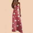 thumbnail image 2 of Wycnly Formal Dresses for Women Beach Party High Waist Swing Spaghetti Strap Maxi Dresses V-Neck Sleeveless Daisy Print 2024 Summer Long Dress Red m, 2 of 7