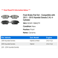 thumbnail image 2 of Front Brake Pad Set - Compatible with 2011 - 2015 Hyundai Sonata 2.4L 4-Cylinder 2012 2013 2014, 2 of 2