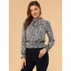 thumbnail image 3 of INSPIRE CHIC Blusa De Mujer Con Volantes Y Peplum Con Cuello Alto Y Manga Abullonada Azul oscuro M, 3 of 6