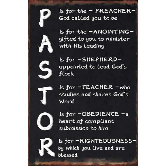 Pastor sign Preachers or Ministers Metal Tin Signs Pastor Poster Pastor Religious Christian Plaque Sign for Home Office Man Cave Living Room Wall Decor Plaque Sign 12x8 Inch