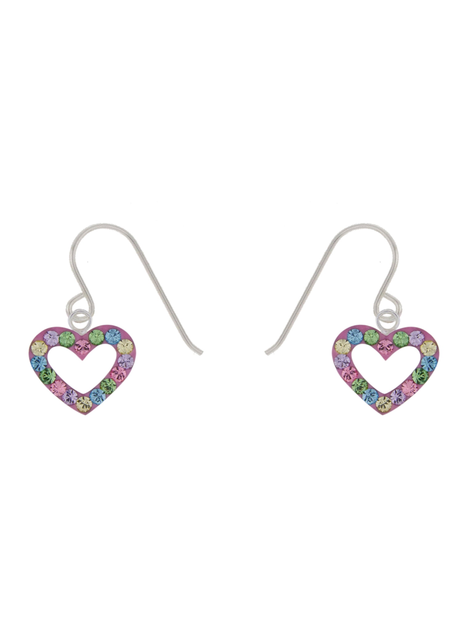 Details about   Girl's Surgical Steel Cubic Zirconia Dangling Hearts Earrings 