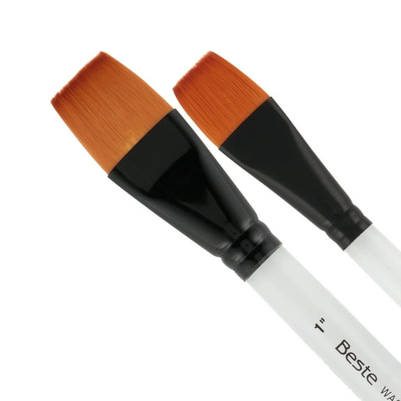 Creative Mark Beste Golden Taklon Gold Wash, Set of 2 Artist Paint Brush, Professional Watercolor Brushes, For Acrylic Painting, Short Handle, Sharp Edges, Hand-Tied & Shaped