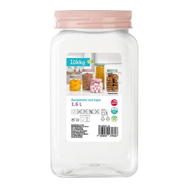 Bote Lukko de Plástico Cuadrado con Tapa 1.6 lts