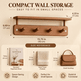 thumbnail image 2 of Wall Mounted 4-Hook Rack with Shelf, Sturdy Metal Frame Wooden Shelf, No-Drill Easy Install with Assembly Video for Home Entryway Bathroom Kitchen Storage, Brown, 2 of 7