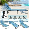 thumbnail image 6 of Gymax 5-Position Lounge Chair Adjustable Beach Chaise w/ Face Cavity & Pillows Blue & Green, 6 of 10