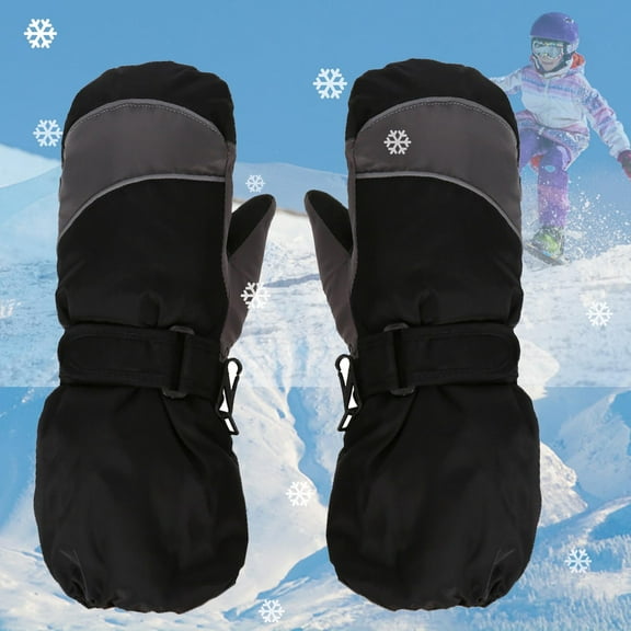 Teyfeniy Kids Snow Ski Mittens for Cold Winter Fleece Lined Thicken Gloves Waterproof Windproof Warm Color Matching Mittens for Boys and Girls