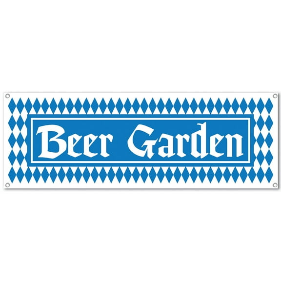 Party Central Club Pack of 12 Blue and White German 'Beer Garden' Oktoberfest Sign Banners 5'
